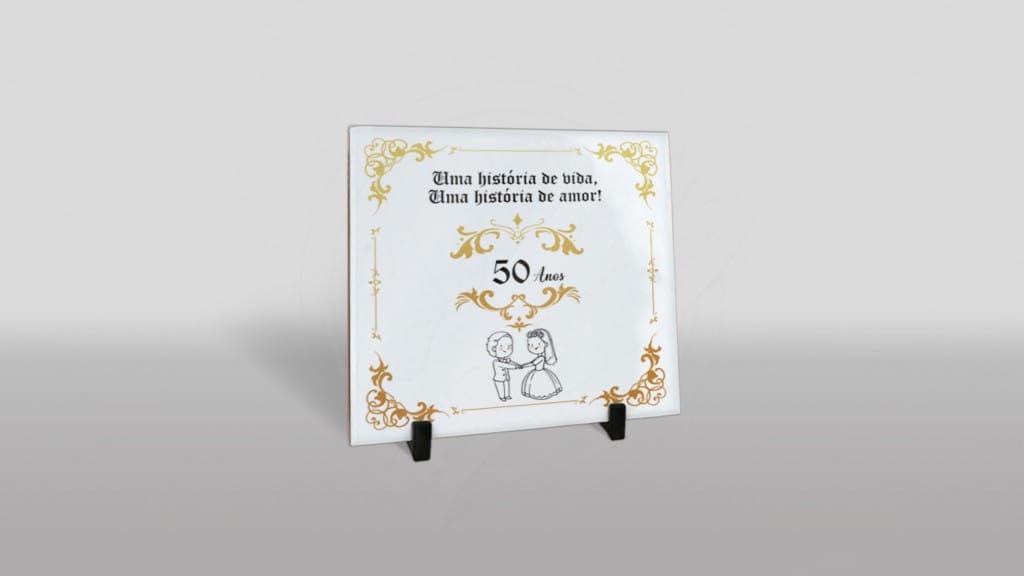 ARTE PARA AZULEJO - BODAS DE OURO - 50 ANOS - DESENHO CASAL-462