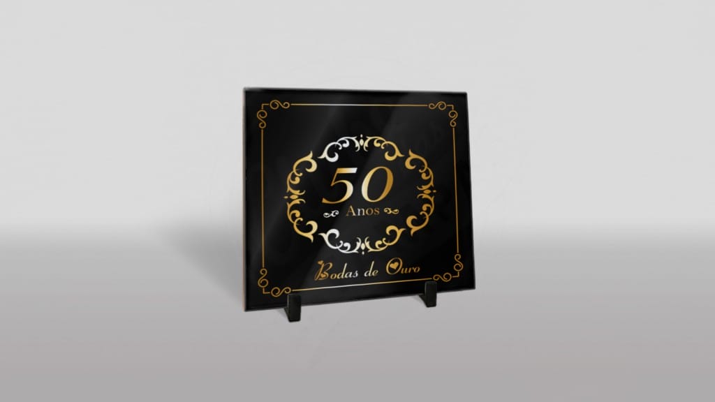 ARTE PARA AZULEJO BODAS DE OURO - 50 ANOS - PRETO E DOURADO-488
