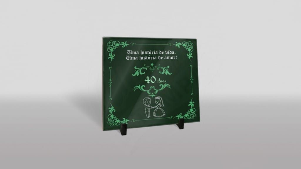 ARTE PARA AZULEJO BODAS DE ESMERALDA - 40 ANOS -DESENHO CASAL-490