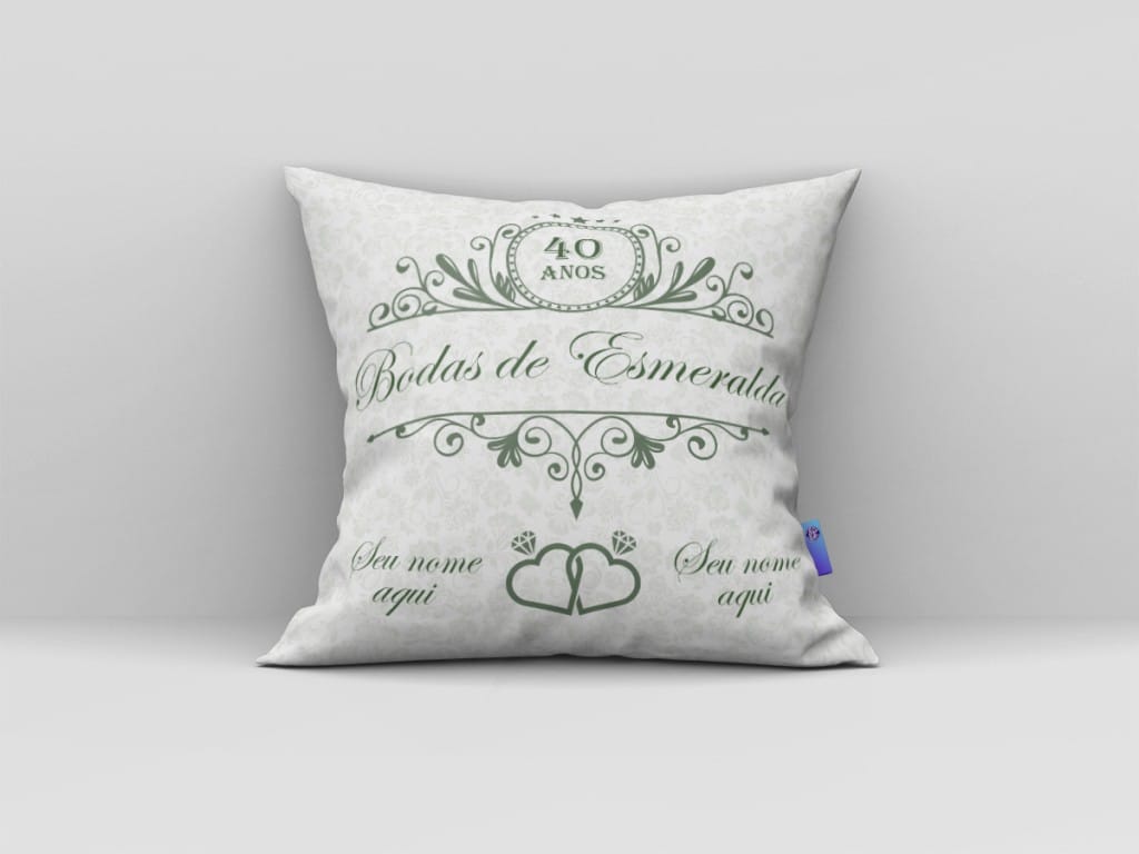 ARTE PARA ALMOFADA - BODAS DE ESMERALDA - 40 ANOS - ALIANÇAS CORAÇÃO-503