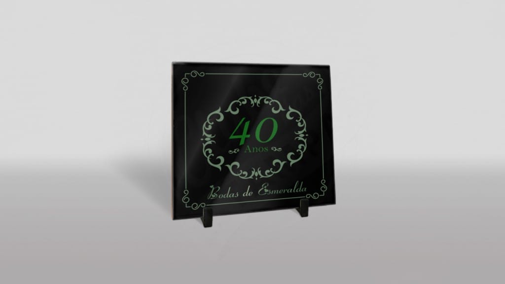 ARTE PARA AZULEJO -BODAS DE ESMERALDA - 40 ANOS - PRETO E VERDE-514