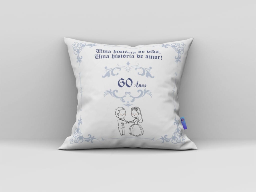ARTE PARA ALMOFADA- BODAS DE DIAMANTE - 60 ANOS - DESENHO CASAL-515