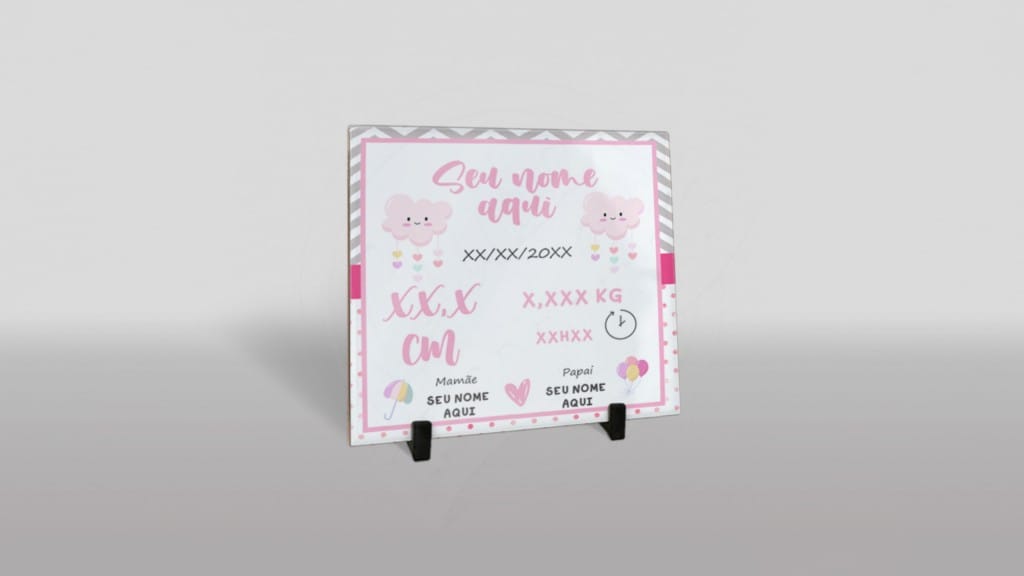 ARTE PARA AZULEJO MATERNIDADE CHUVA DE AMOR ROSA-638