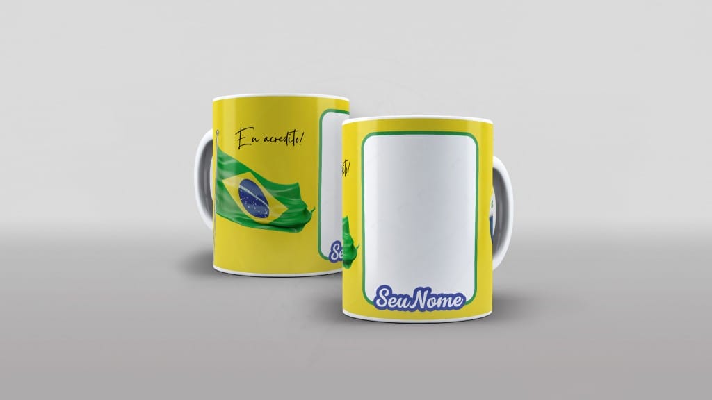 ARTE PARA CANECA BRASIL BANDEIRA COM FOTO E NOME-669