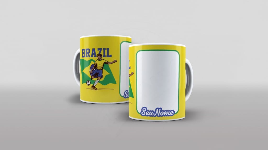 ARTE PARA CANECA BRASIL JOGADOR COM FOTO E NOME-671