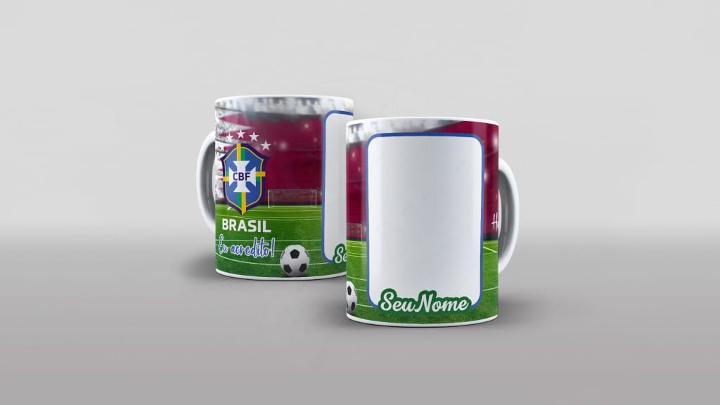 ARTE PARA CANECA CBF BRASIL HEXACAMPEÃO ! COM FOTO E NOME-672