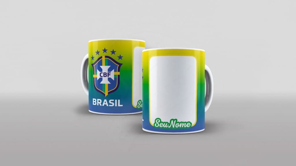 ARTE PARA CANECA CBF CANARINHO COM FOTO E NOME-673