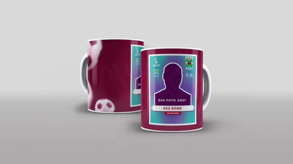 ARTE PARA CANECA FIGURINHA BOLA COM FOTO-707