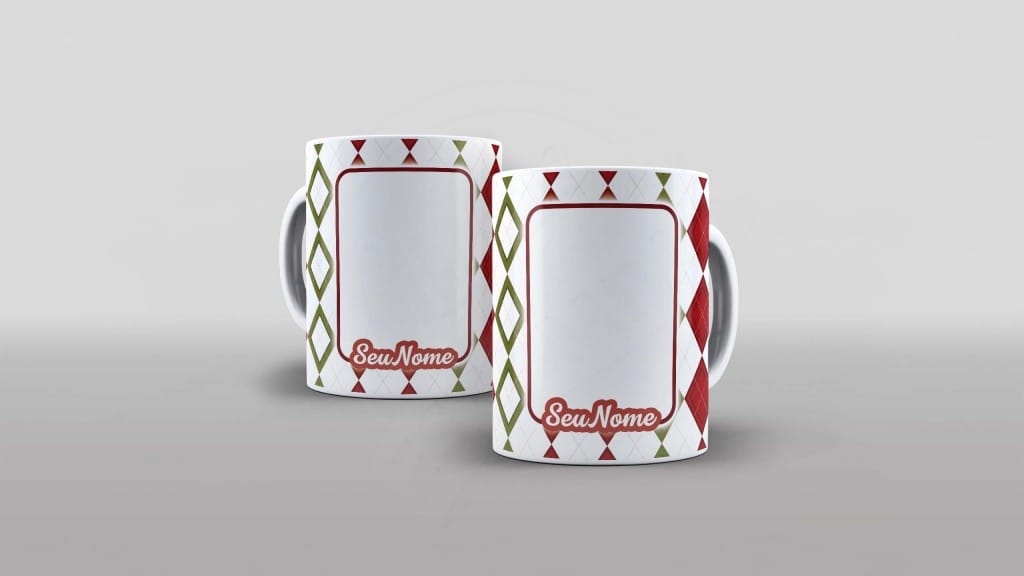 ARTE PARA CANECA COM FOTO  - FELIZ NATAL - ESTAMPA NATALINA LOSANGOS-773