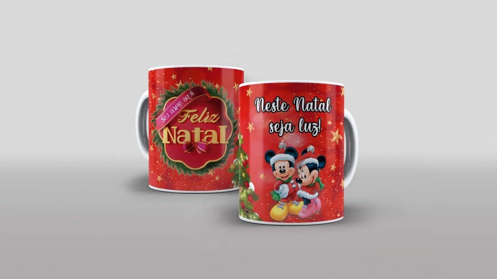 ARTE PARA CANECA COM NOME FELIZ NATAL MICKEY E MINNIE-894