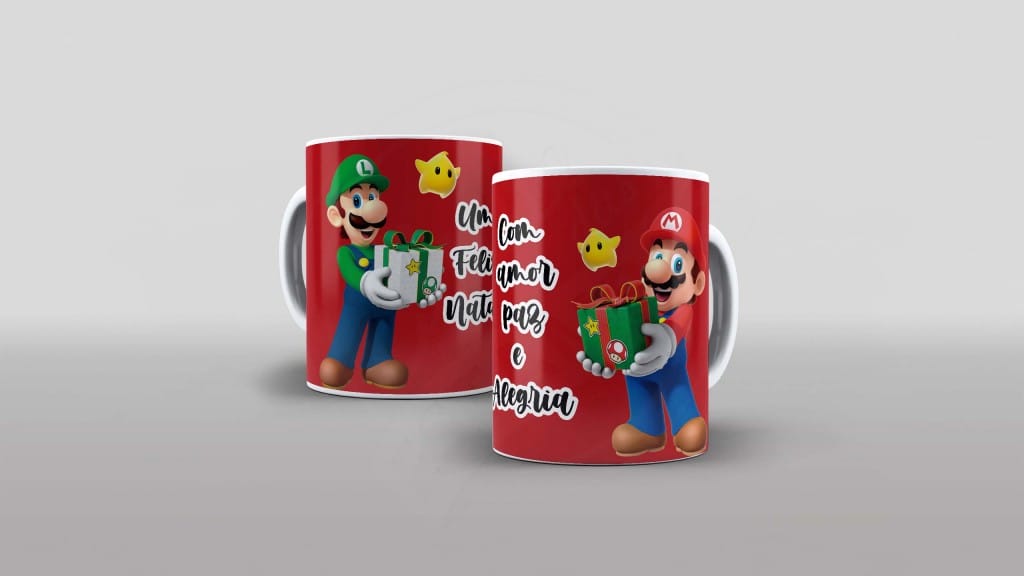 ARTE PARA CANECA NATAL SUPER MARIO-899
