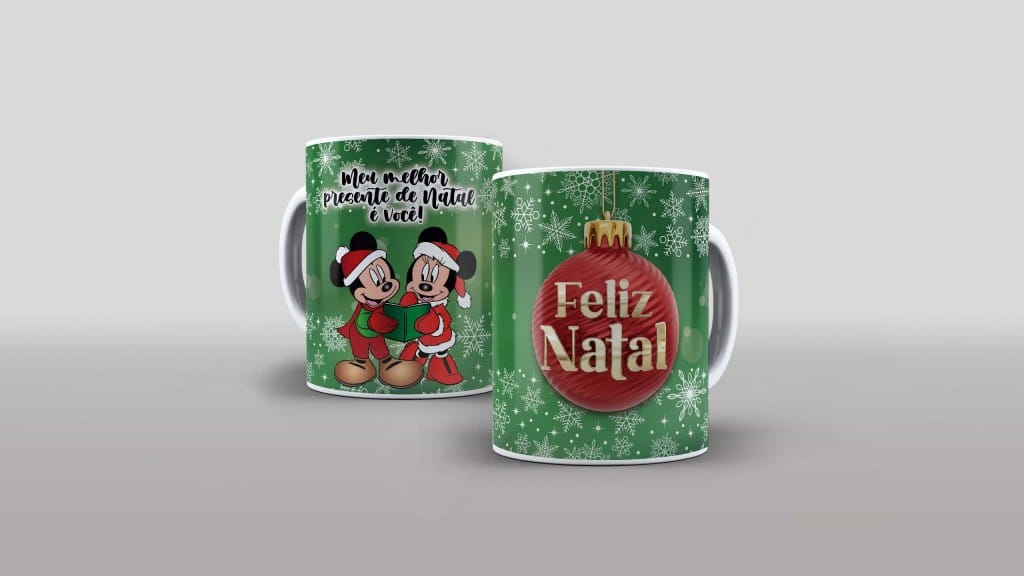 ARTE PARA CANECA NATAL MINNIE E MICKEY - MEU MELHOR PRESENTE-904