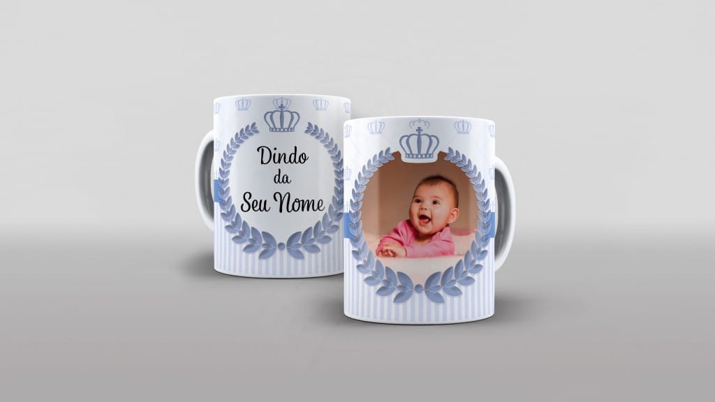 DINDA DINDO DA SEU NOME AZUL ROSA - ESTAMPA CANECAS COM FOTO-93
