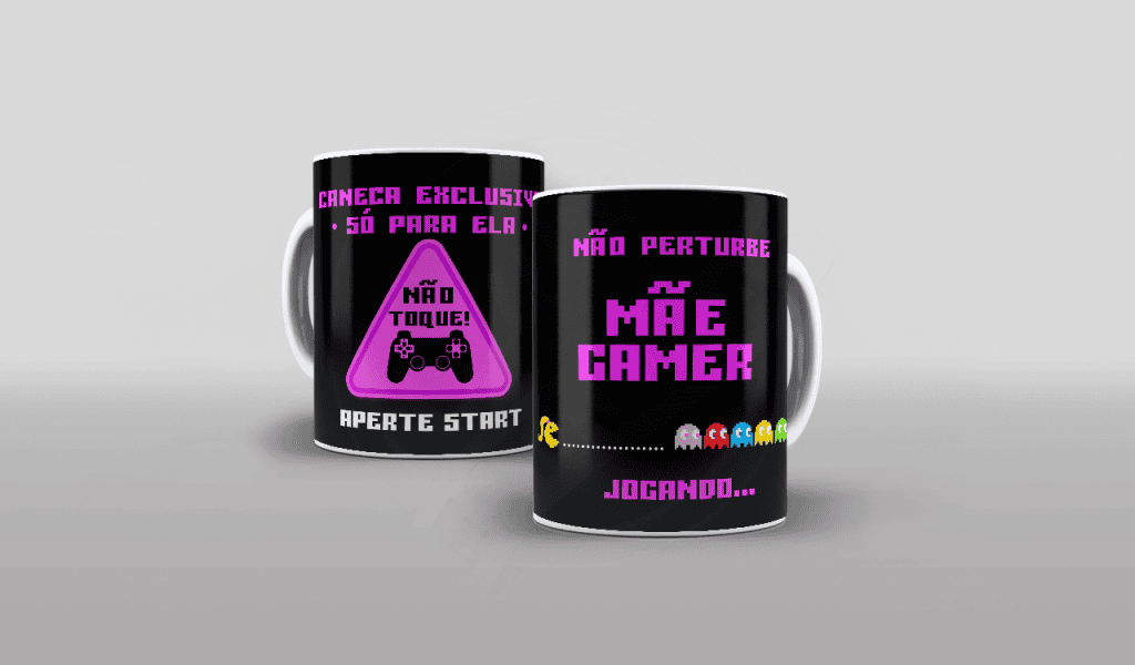 ARTE MÃE GAMER ROSA - ESTAMPA PARA CANECA-127