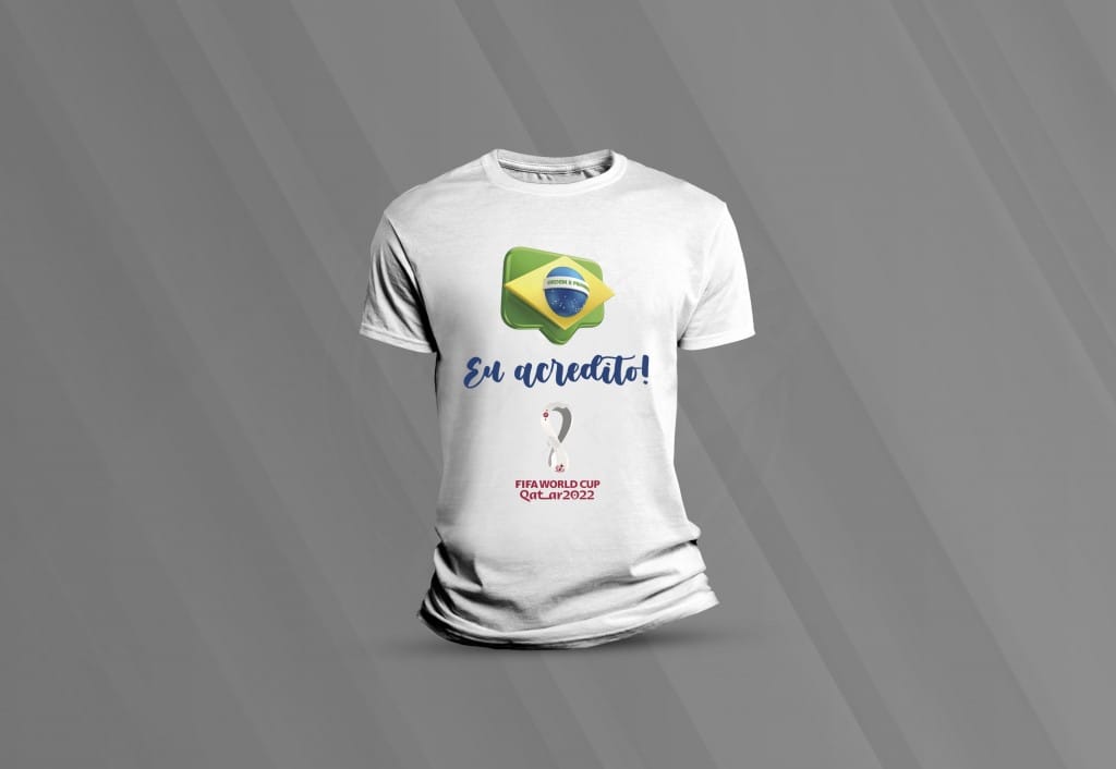 ARTE PARA CAMISETA - COPA DO MUNDO - BRASIL HEXACAMPEÃO TROFÉU - EU ACREDITO!-180