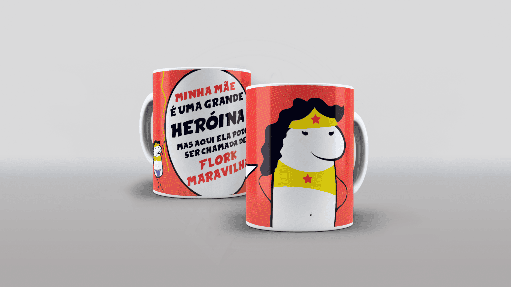 ARTE CANECA - FLORK -FLORK MARAVILHA - ESTAMPA PARA CANECA-312