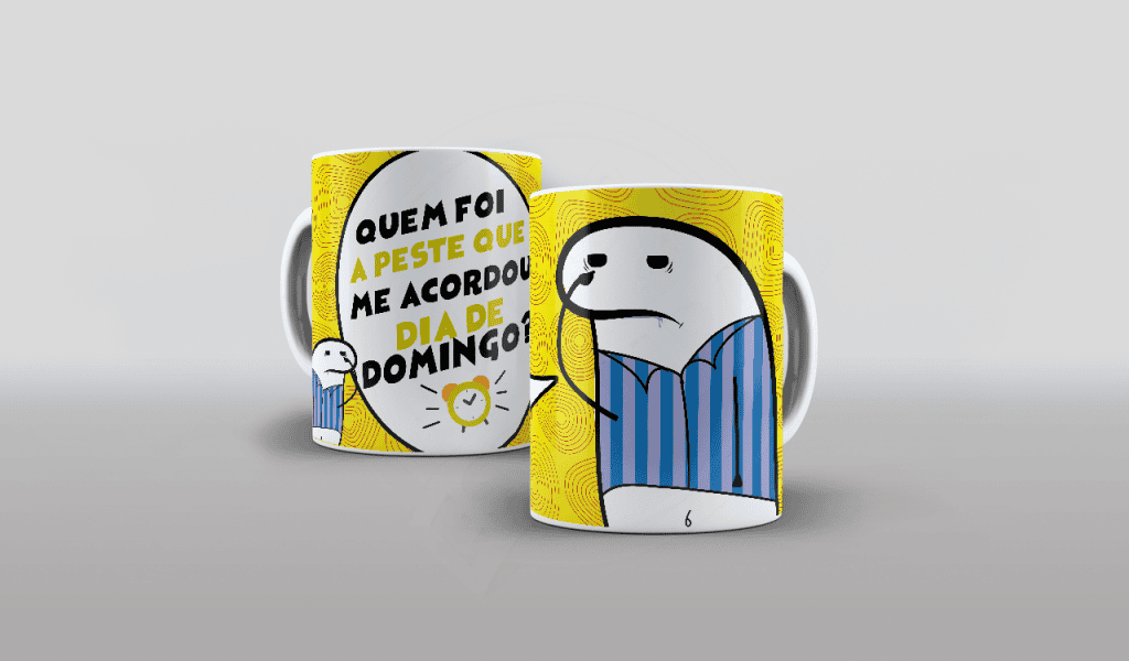 ARTE CANECA - FLORK -QUEM FOI A PESTE QUE ME ACORDOU DIA DE DOMINGO  - ESTAMPA PARA CANECA-335