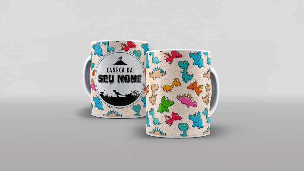 ARTES PARA CANECAS - FILMES - JURASSIK PARK - ARTE DINO CANECA - DINOSSAURO BEGE-381