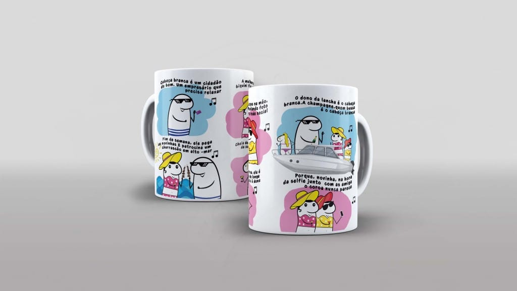 ARTE PARA CANECA - CABEÇA BRANCA - FLORK-473