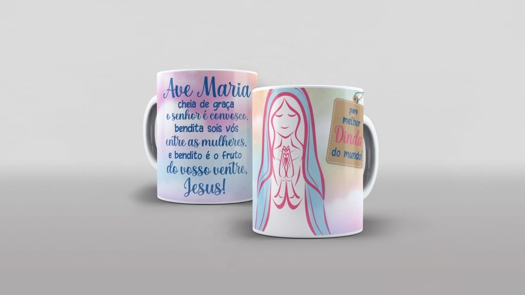 ESTAMPA PARA CANECA - AVE MARIA CHEIA DE GRAÇA-574