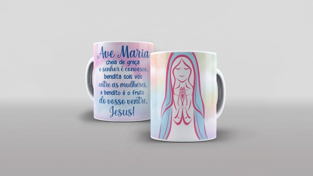 ESTAMPA PARA CANECA - AVE MARIA CHEIA DE GRAÇA-575