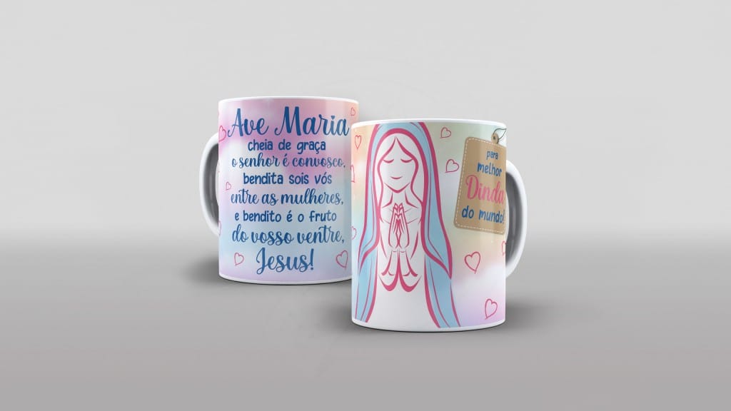 ESTAMPA PARA CANECA - AVE MARIA CHEIA DE GRAÇA-576