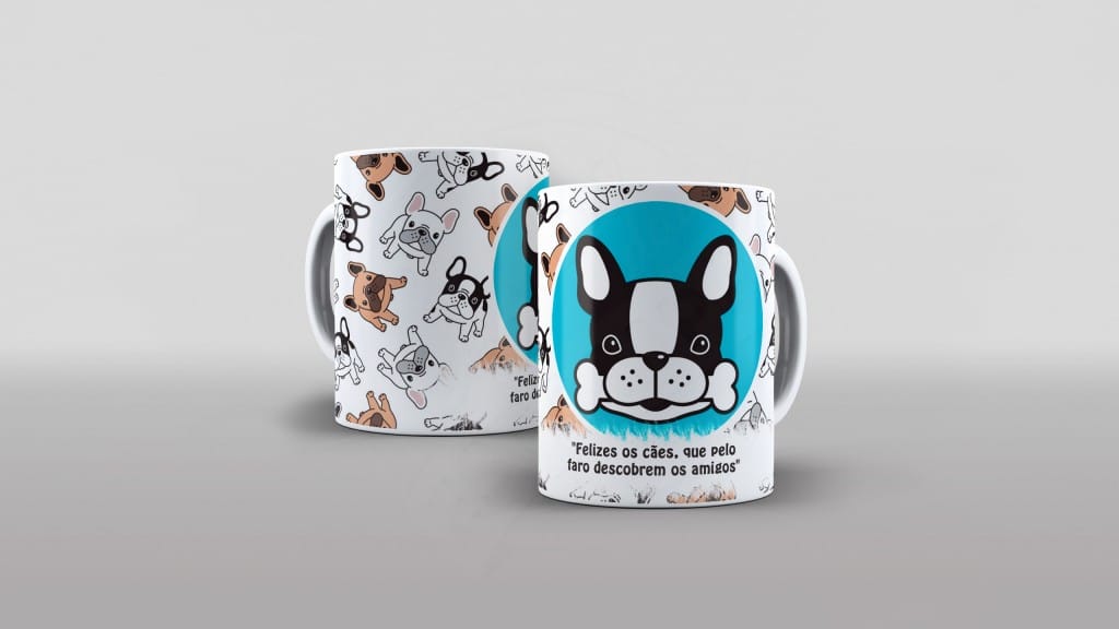 ESTAMPA PARA CANECA - FELIZ OS CÃES QUE PELO FARO DESCOBREM OS AMIGOS-600