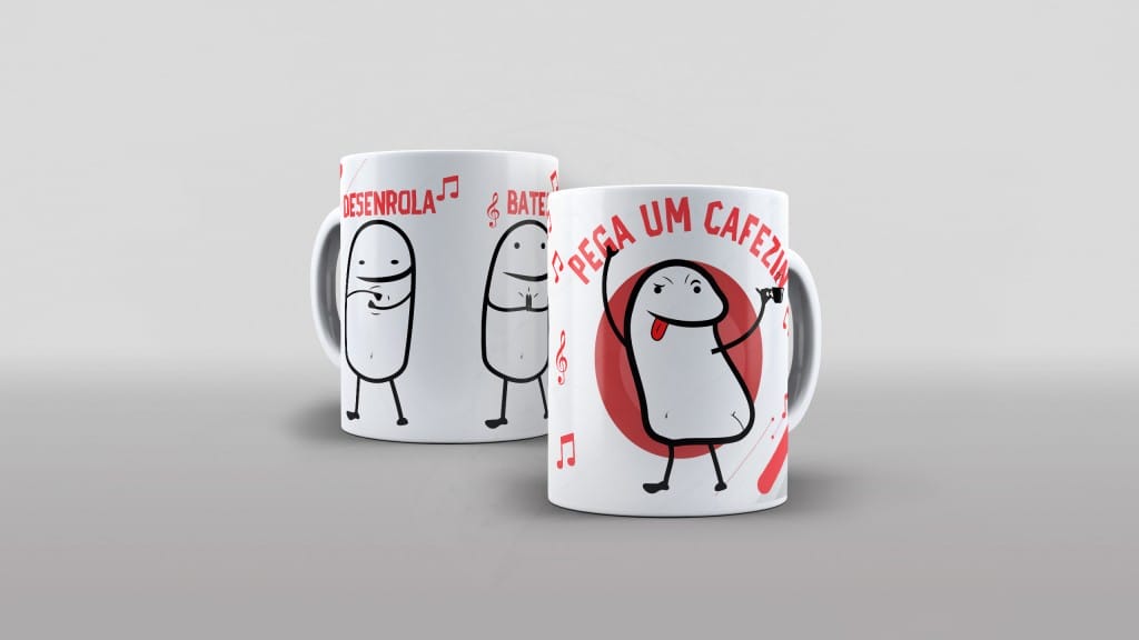 ESTAMPA PARA CANECA - FLORK - DESENROLA BATE PEGA UM CAFEZINHO-714
