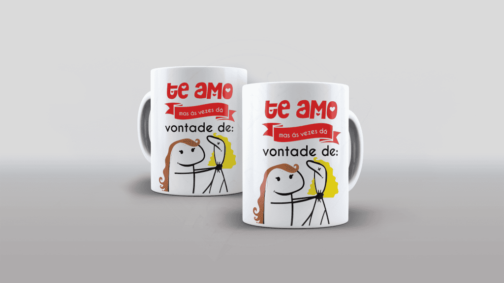 ESTAMPA PARA CANECA - FLORK - TE AMO MAS AS VEZES DA VONTADE DE..-719