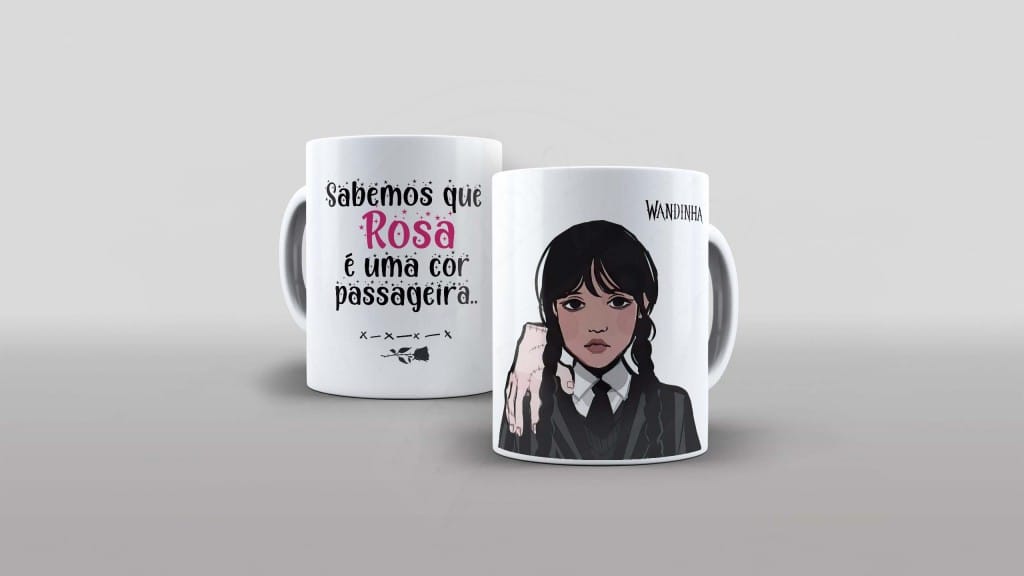 ARTE PARA CANECA - WANDINHA - SABEMOS QUE ROSA É UMA COR PASSAGEIRA-770