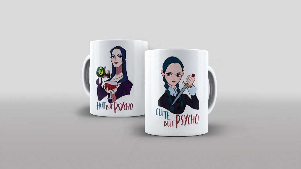 ARTE PARA CANECA - WANDINHA - CUTE BUT PSYCHO-789