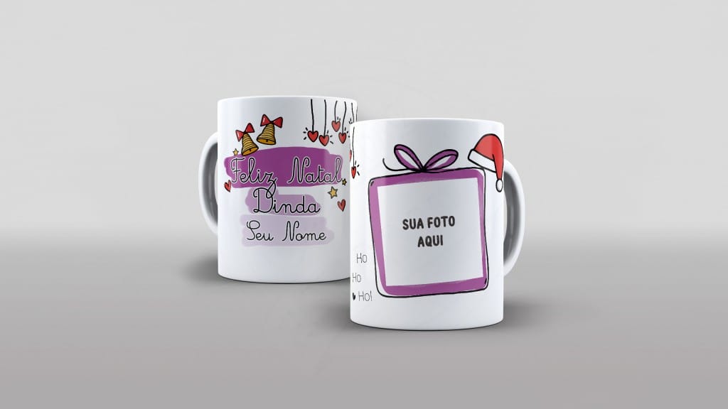 ARTE PARA CANECA FELIZA NATAL DINDA COM NOME E FOTO-906