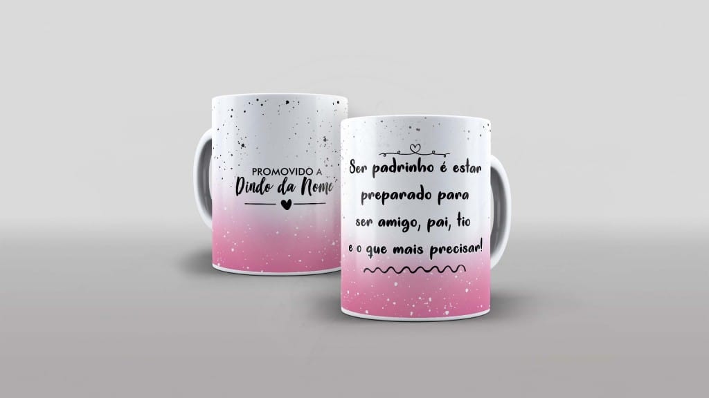 ARTE PARA CANECA COM NOME - PROMOVIDO A DINDO - DEGRADÊ-1013