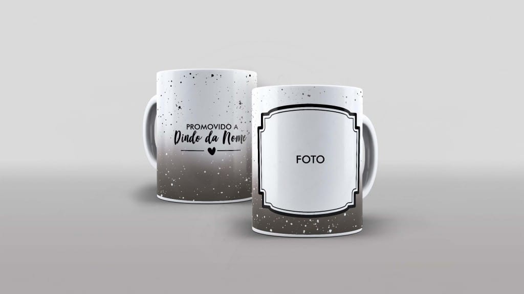 ARTE PARA CANECA COM FOTO E NOME - PROMOVIDO A DINDO - DEGRADÊ-1015