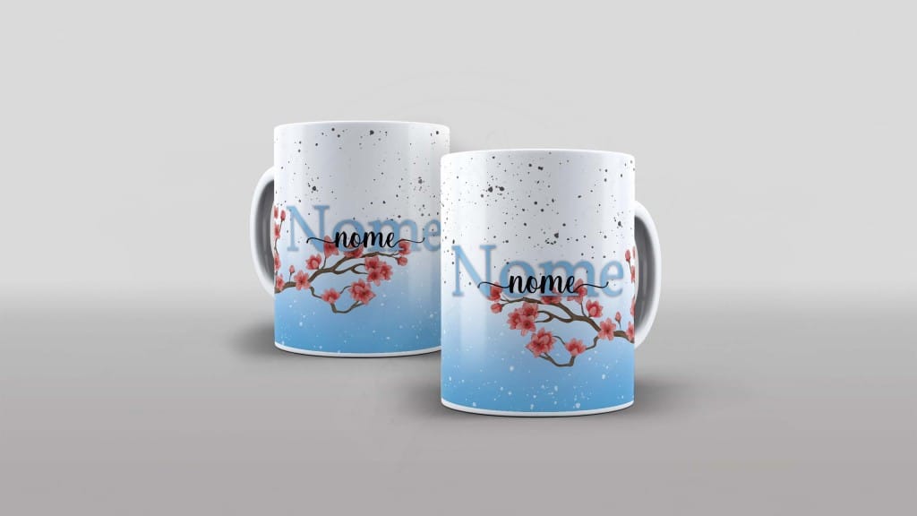 ARTE PARA CANECA COM NOME - DEGRADÊ FLORAL-1047