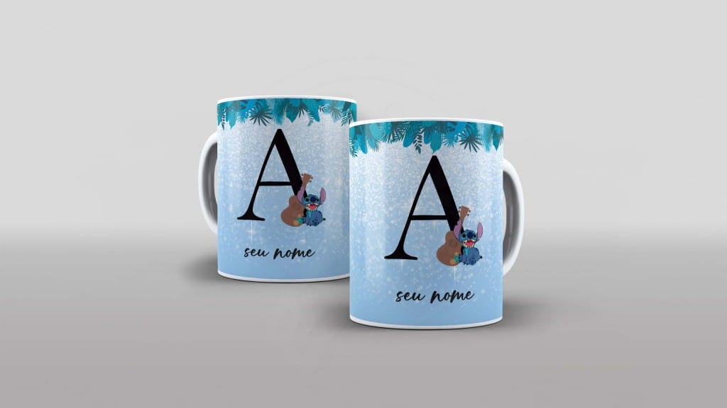ARTE PARA CANECA - ALFABETO - STITCH - LETRA A-1089