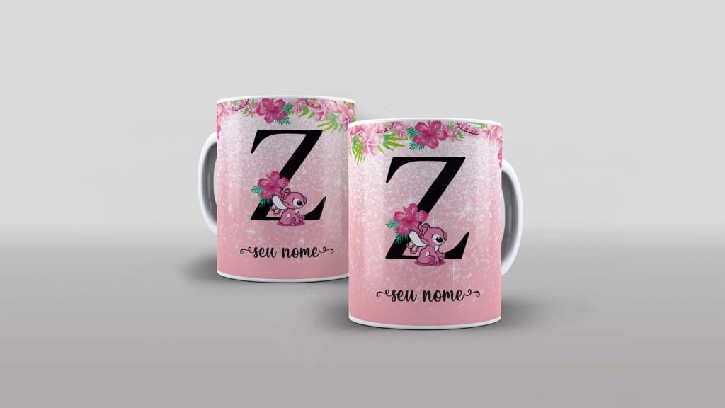 ARTE PARA CANECA  - ALFABETO - STITCH ANGEL - LETRA Z-1114