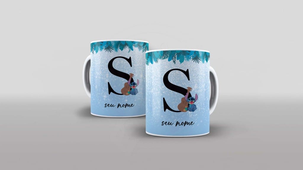 ARTE PARA CANECA  - ALFABETO - STITCH - LETRA S-1132