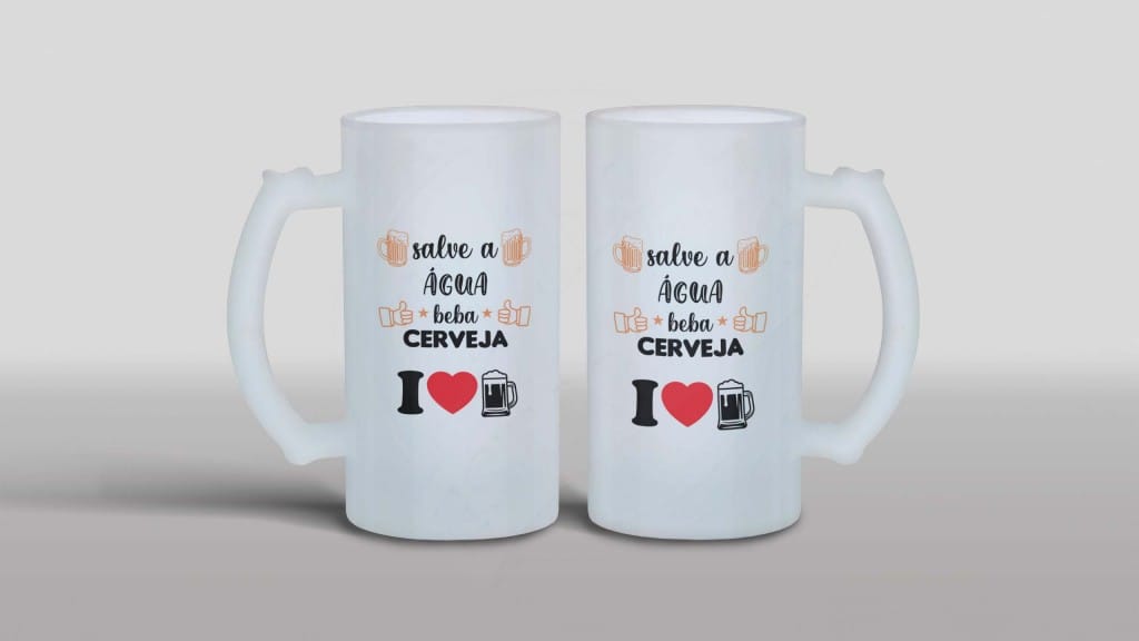 ARTE PARA CANECA CHOPE - SALVE A ÁGUA BEBA CERVEJA I LOVE BEER-1263