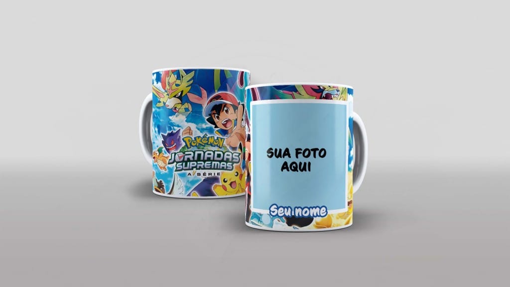 ARTE PARA CANECA COM FOTO E NOME - SÉRIE- POKÉMON JORNADAS SUPREMAS-1278
