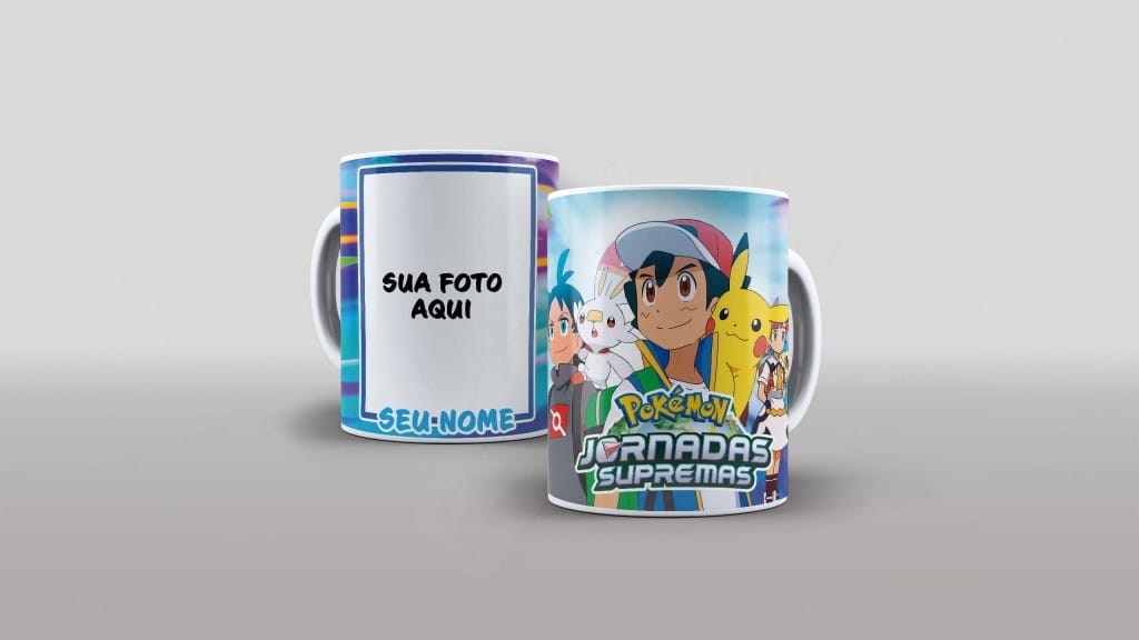 ARTE PARA CANECA COM FOTO E NOME - SÉRIE- POKÉMON JORNADAS SUPREMAS-1281