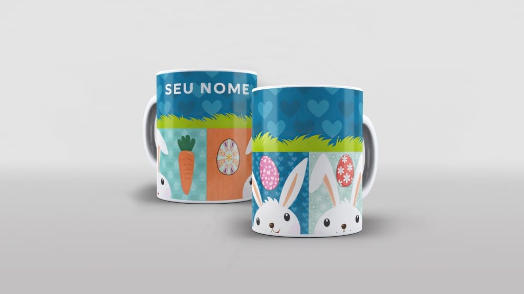 ARTE PARA CANECAS COELHOS DA PÁSCOA-1824