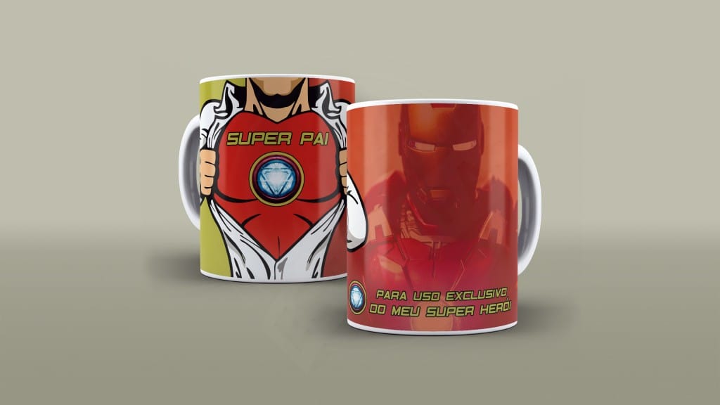 ARTE PARA CANECAS SUPER PAI TEMA HOMEM DE FERRO-1849