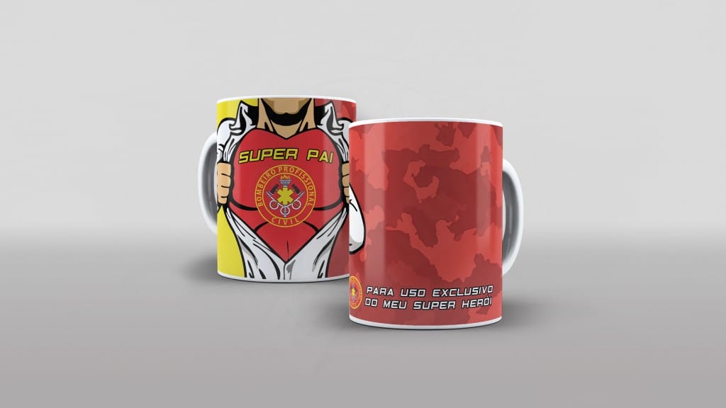 ARTE PARA CANECAS SUPER PAI - TEMA BOMBEIRO CIVIL-1856