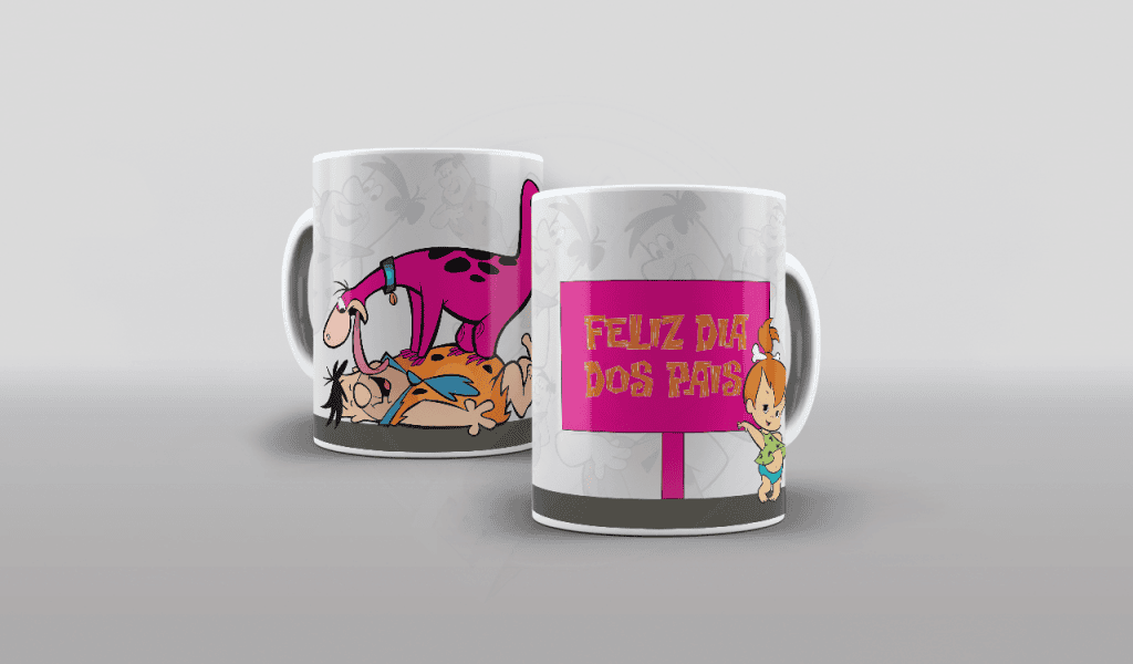 ARTE PARA CANECAS -  FELIZ DIA DOS PAIS - FLINTSTONES 003-1908
