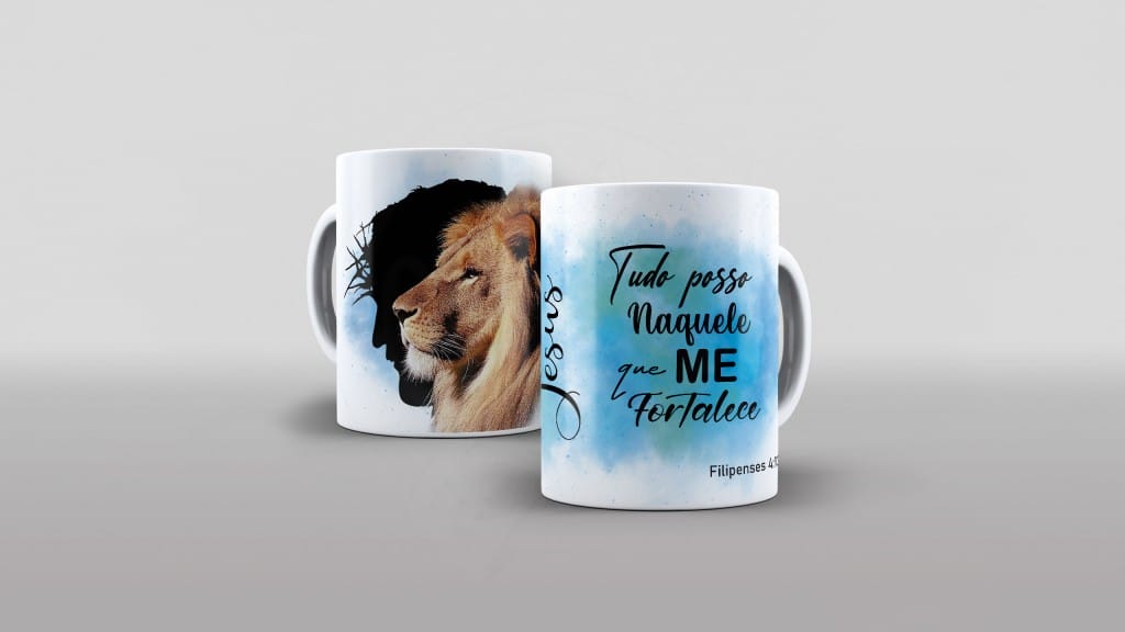 ARTE TUDO POSSO NAQUELE QUE ME FORTALECE ESTAMPA PARA CANECA-1936