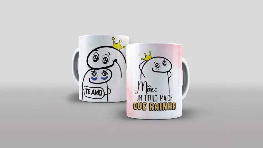 ARTE FLORK - MÃE UM TÍTULO MAIOR QUE RAINHA ESTAMPA PARA CANECA-1958