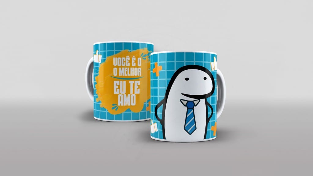 ARTE PARA CANECAS FLORK - VOCÊ É O MELHOR - EU TE AMO-1977