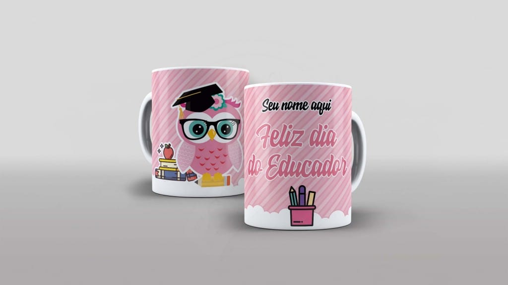 ARTE PARA CANECAS - CORUJINHA ROSA-2255