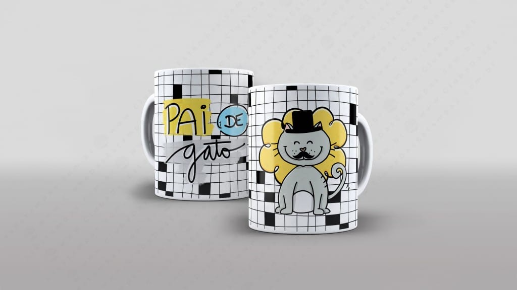 ARTE PARA CANECA PAI DE GATO-2530